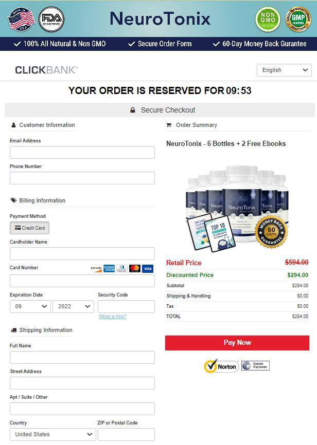 NeuroTonix - Secure page order